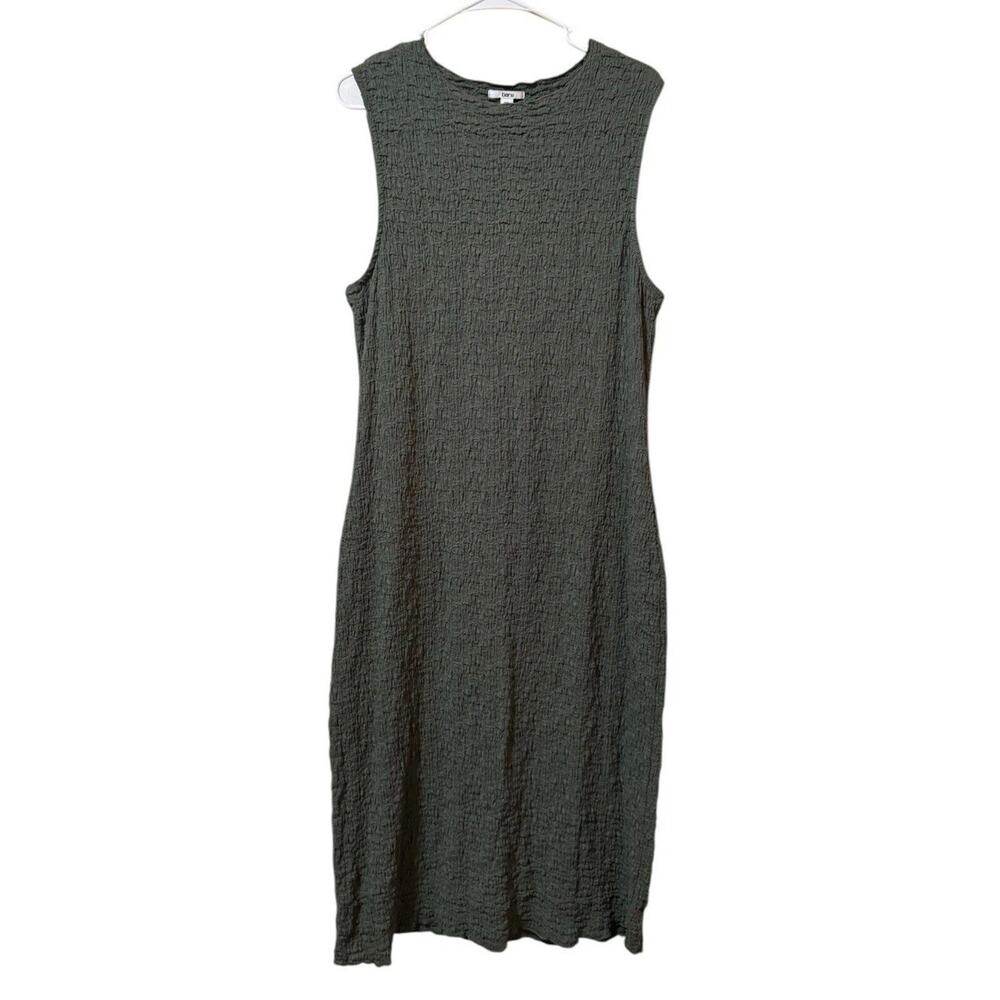 Bar‎ III Women Size XXL Green Stretch Sleeveless Dress Crinkle Summer Comfort